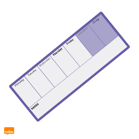 Birotica papetarie - Planner saptamanal magnetic Nobo, suprafata cu stergere uscata, marker negru inclus, 14x36 cm, mov