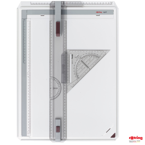 Desen tehnic si proiectare - Planseta Proiectare A3 Rapid Rotring, Set Profesional cu Echer si Sistem Triplu de Fixare