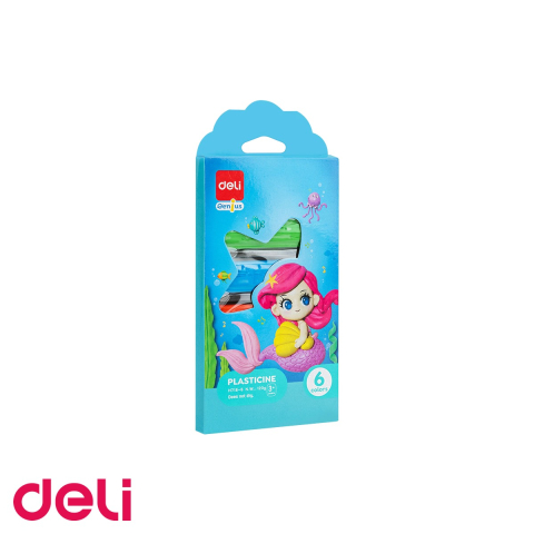 Birotica papetarie - Plastilina Deli 6 culori, 120g, cutie carton, pentru modelaj si lucru manual