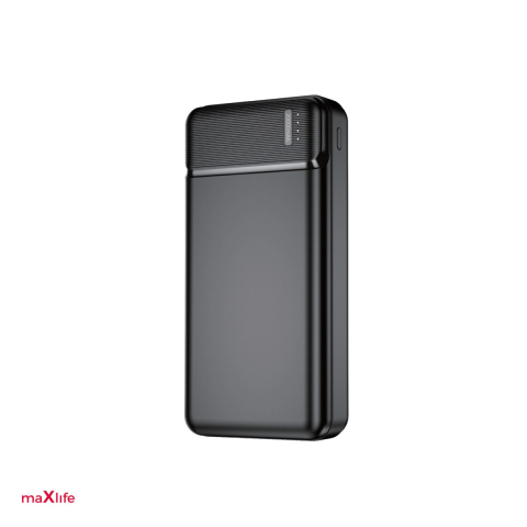 Energy - Power bank Maxlife MXPB-01 20000 mAh, intrare 5V= 2A (microUSB/ Type C), 10 W, Li-Poly, USB-A / microUSB, USB tip A, USB-C, Micro USB, Negru