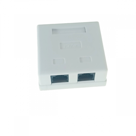 Mufe - Priza dubla UTP cat 6, neecranata, montaj aparent, 2 x RJ45, plastic, alba