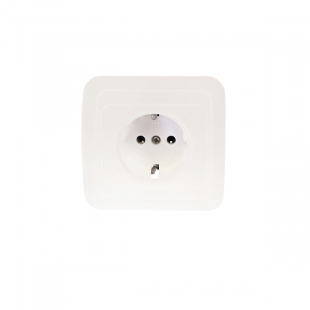 Accesorii prize - Priza schuko de perete 250V 16A, cu impamantare, dimensiuni 80 x 80 x 40 mm, alba