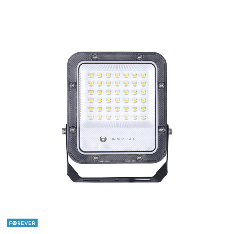 Iluminare exterior - Proiector LED Proxim+ 30W 6500K 4500lm 230V IP65 Forever, dimensiuni 135 x 28 x 152mm, cablu 30cm, Negru