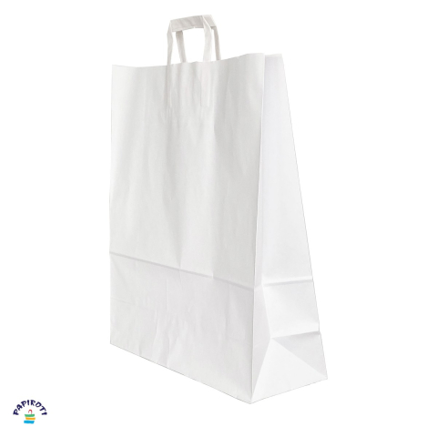 Ambalaje cadouri - Punga cadou Papiroti, din hartie, cu maner lat, alb, 45x17x48 cm