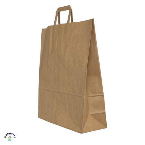 Ambalaje cadouri - Punga cadou Papiroti, din hartie reciclata, cu maner lat, maro, 45x17x48 cm