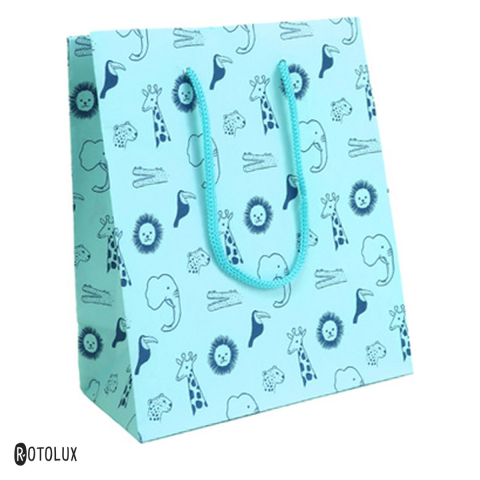 Ambalaje cadouri - Punga cadou Rotolux Petit Jungle Blue, marimea L, 240x100x335 mm