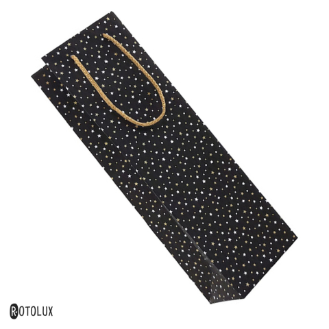 Ambalaje cadouri - Punga cadou Rotolux Sparkle & Stars, pentru sticla, 120x90x390 mm