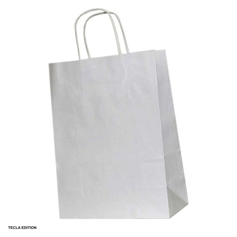 Ambalaje cadouri - Punga de hartie, cu maner rasucit, alb, 32x12x41 cm
