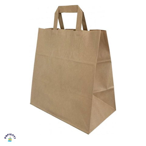 Ambalaje cadouri - Punga de hartie Papiroti, pentru snack food, maro, 26x17x25 cm