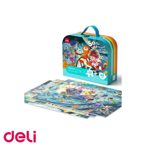 Articole divertisment - Puzzle Deli cu geanta cadou, 359 piese cu efect luminos, tematica univers, pentru copii 5+