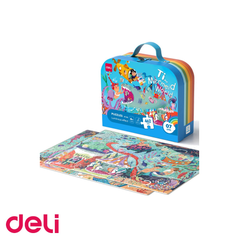 Articole divertisment - Puzzle Deli cu geanta cadou, 462 piese efect luminos, tematica lumea marina, pentru copii 6+