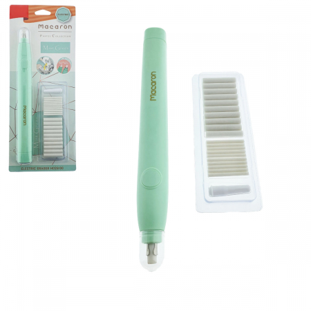 Corectoare si radiere - Radiera Electrica Macaron H028 , stergere precisa pin-point, design ergonomic, 20 rezerve incluse, verde