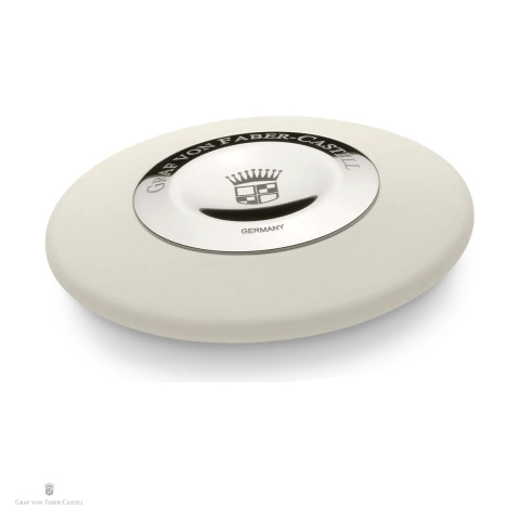 Birotica papetarie - Radiera pentru creion Graf von Faber-Castell, rotunda, carcasa placata cu platina, diametru 49 mm