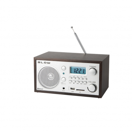 Multimedia Player - Radio AM/FM, Bluetooth, BLOW RA2 11268, display LCD, port USB, port SD, ceas cu alarma, gri cu maro