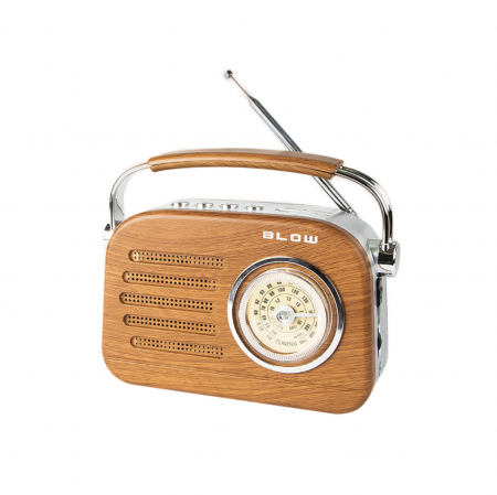 Multimedia Player - Radio portabil, AM/FM/SW, Bluetooth, port USB, port micro SD, 205 x 125 x 105 mm, 2 x baterii R20, BLOW RA3 11269, maro cu gri