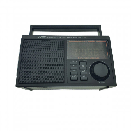 Multimedia Player - Radio portabil AM/FM/SW, cu bluetooth si player MP3 USB/TF, VT-NS-2036S, panou solar 5V 1W, lanterna LED, antena telescopica, negru