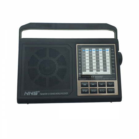 Multimedia Player - Radio portabil AM/FM/SW, cu bluetooth si player MP3 USB/TF, VT-NS-9060BT, antena telescopica, negru