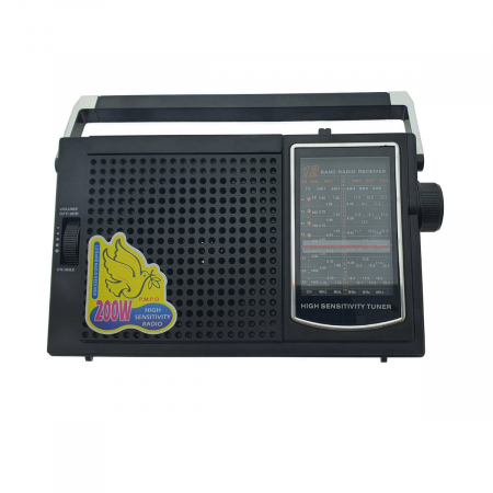 Multimedia Player - Radio portabil clasic, 12 benzi radio FM/TV/MW/SW1-9, antena telescopica, VT-42010, dimensiuni 22 x 12.5 x 6 cm, ABS, negru
