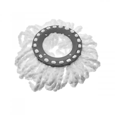 Menaj - Rezerva mop rotativ, diametrul parte prindere 16 cm, microfibre cu lungime de 15 cm, alba