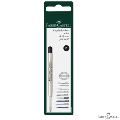 Birotica papetarie - Rezerva Neagra pentru Pix Faber-Castell, Metalica, Varf B (Gros), in Blister de Protectie