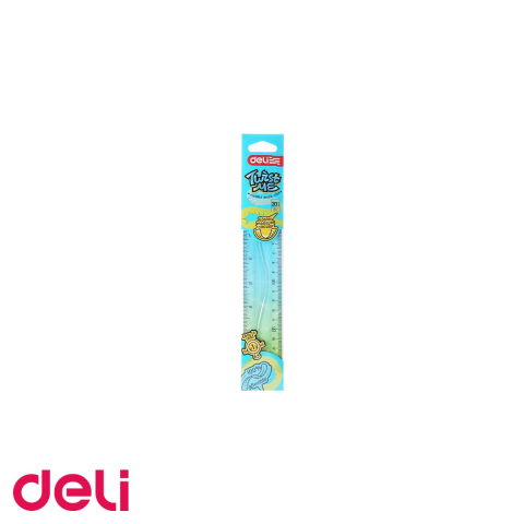 Instrumente de geometrie - Rigla flexibila 20 cm Deli Twist Me Color, plastic transparent, pentru masurarea obiectelor curbate
