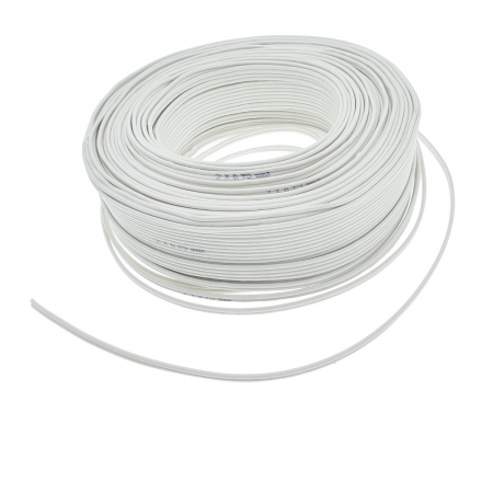 Fara conectori - Rola 100 m cablu pentru difuzor, bifilar, 2 x 0.75mmp , alb