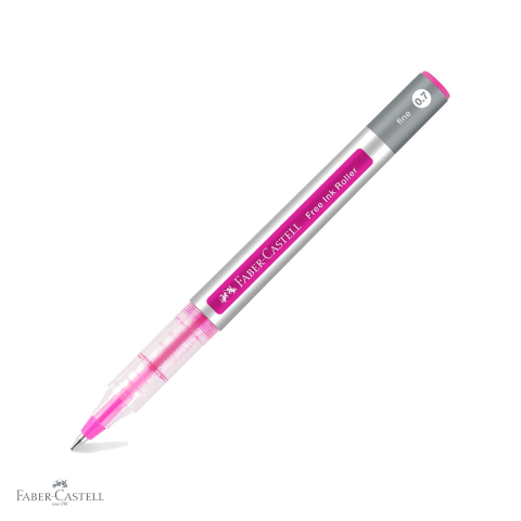 Rollere - Roller Faber-Castell Free Ink, varf conic 0.7mm, cerneala roz, scriere fina si confortabila