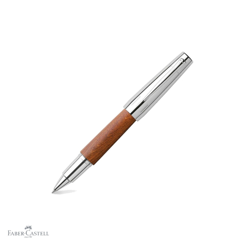 Rollere premium - Roller premium Faber-Castell e-motion, corp din lemn de par, varf ceramic, maro deschis