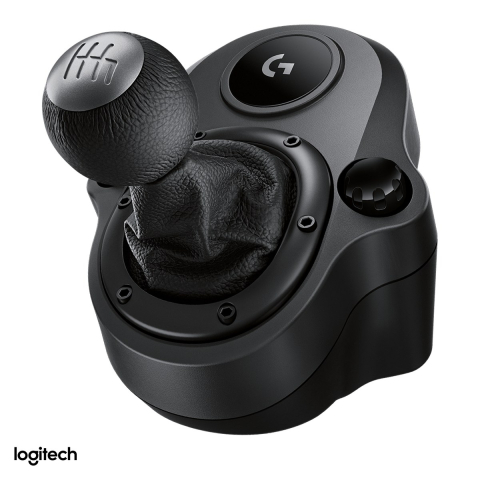 Volane si simulatoare - Schimbator de viteze Logitech G Driving Force Shifter pentru volanele G923, G29 si G920, 6 trepte in H cu marsarier, ax din otel, nuca din piele, negru, 941-000130