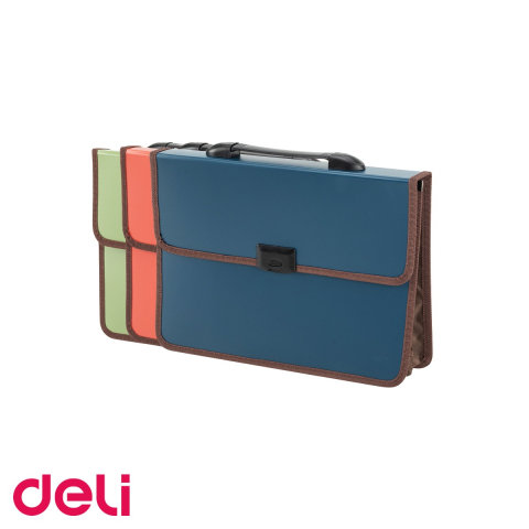 Mape, serviete si clipboarduri - Servieta documente Deli, plastic 750 microni cu margini cusute si maner, capacitate 200 coli, culori asortate