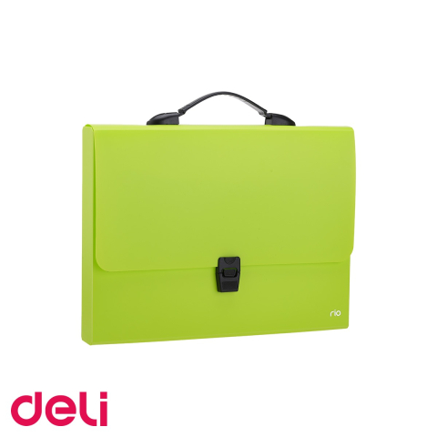 Mape, serviete si clipboarduri - Servieta mapa plastic A4 cu maner Deli, 700 microni, culori neon asortate, pentru transport documente