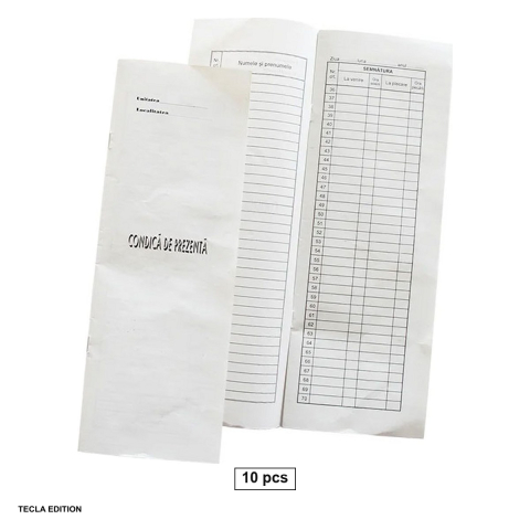 Formulare tipizate - Set 10 condici de prezenta, 1/2 A4, 16 file