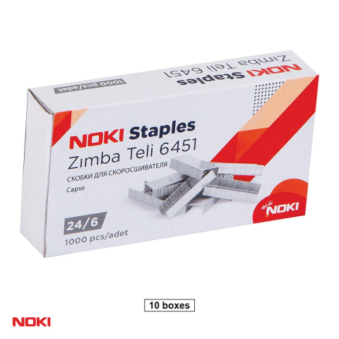 Capse pentru capsator - Set 10 cutii capse NOKI 24/6, 1000 bucati pe cutie