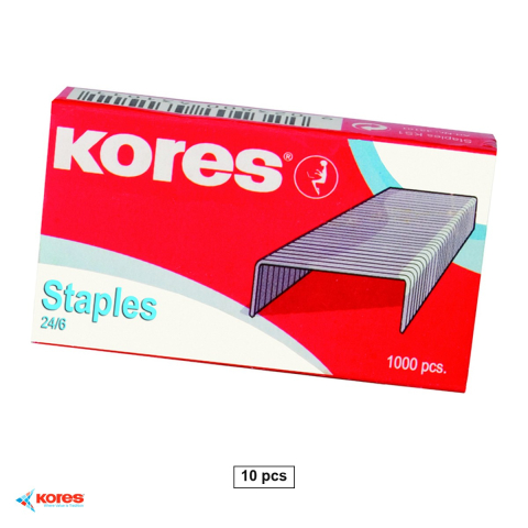 Capse pentru capsator - Set 10 cutii capse zincate Kores 24/6, 1000 bucati pe cutie