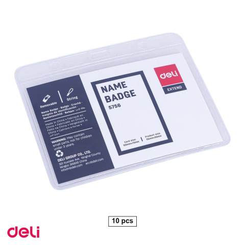 Accesorii prezentare - Set 10 ecusoane orizontale flexibile 105x70mm cu Snur Reglabil si Clip, Set Complet pentru Carduri Mari, Badge-uri si Acces, Model 5756