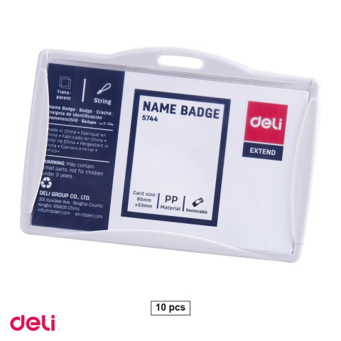 Accesorii prezentare - Set 10 ecusoane orizontale rigide 85x53mm cu Snur Textil Reglabil si Clip, Set Complet pentru Badge Angajat, Model 5744