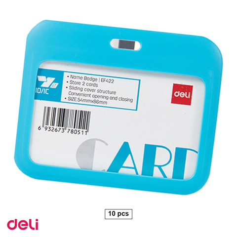 Accesorii prezentare - Set 10 ecusoane orizontale rigide ABS cu Snur Textil si Clip, Set Complet, Sistem Glisant, Model EF422, Culori Asortate