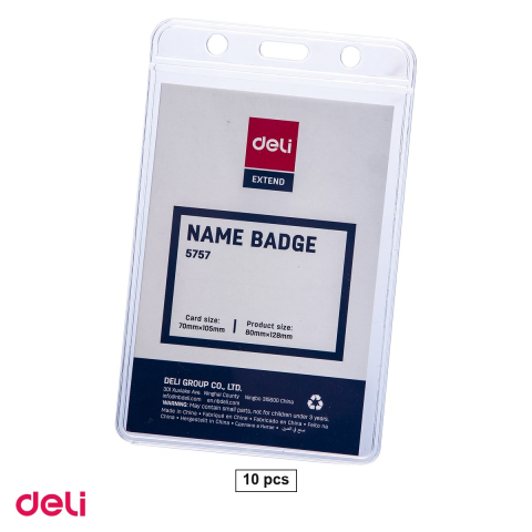 Accesorii prezentare - Set 10 ecusoane verticale flexibile 70x105mm cu Snur Reglabil si Clip, Set Complet pentru Badge-uri Verticale Mari, Model 5757