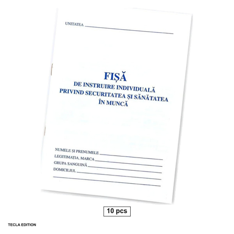 Formulare tipizate - Set 10 fise individuale de protectia muncii, SSM, A5, 8 file