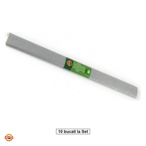 Birotica papetarie - Set 10 hartii creponate argintii Koh-I-Noor, 200 x 50 cm, pentru decoratiuni si activitati craft