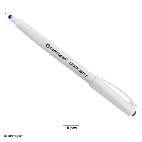Instrumente de scris - Set 10 linere Centropen 4611 F cu varf din plastic, 0.3 mm, zona de prindere triunghiulara, albastre