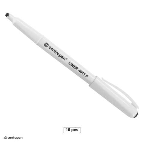 Instrumente de scris - Set 10 linere Centropen 4611 F cu varf din plastic, 0.3 mm, zona de prindere triunghiulara, negre