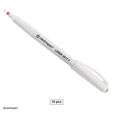 Instrumente de scris - Set 10 linere Centropen 4611 F cu varf din plastic, 0.3 mm, zona de prindere triunghiulara, rosii