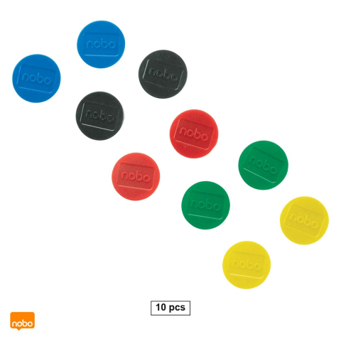 Accesorii prezentare - Set 10 magneti Nobo, pentru whiteboard, 38 mm, culori asortate