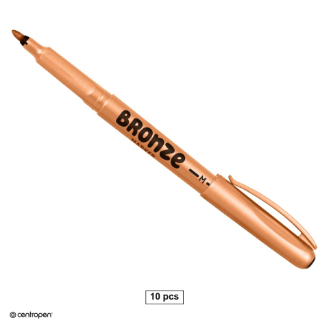 Markere speciale pentru desen si arta - Set 10 markere cu efect metalic Centropen 2670, varf rotund 1 mm, culoare bronz