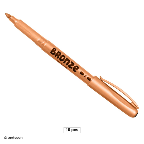 Markere speciale pentru desen si arta - Set 10 markere cu efect metalic Centropen 2690, varf rotund 1.5-3 mm, culoare bronz