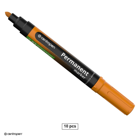 Instrumente de scris - Set 10 markere permanente Centropen 8566, varf rotund 2.5 mm, cerneala portocalie