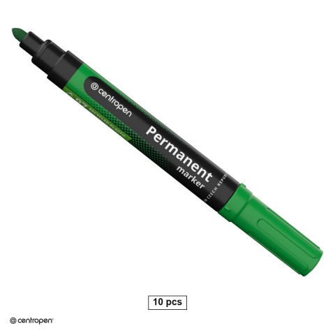 Instrumente de scris - Set 10 markere permanente Centropen 8566, varf rotund 2.5 mm, cerneala verde