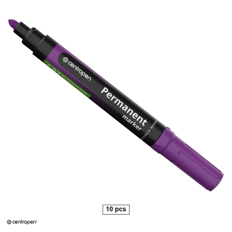 Instrumente de scris - Set 10 markere permanente Centropen 8566, varf rotund 2.5 mm, cerneala violet
