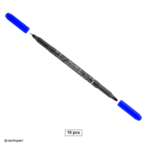 Instrumente de scris - Set 10 markere permanente pentru CD/DVD Centropen 3616, 2 varfuri, de 0.6 mm si 2.5 mm, cerneala albastra